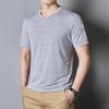 Men's Plus Size V-Neck Ice Silk Short Sleeve T-Shirt - Trendy, Loose Fit for Summer