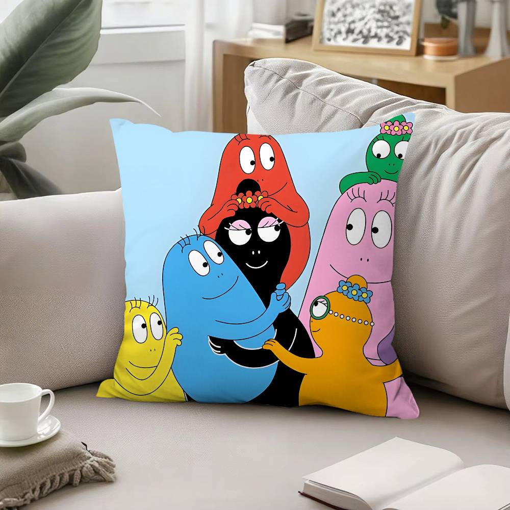 B-BarbapapaS-Cartoon Pillow Case Pattern Printed Pillowcase For Living Room Sofa Cushion Cover & Bedroom Decor