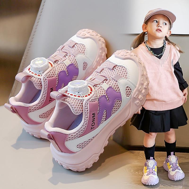Autumn Children's Sports Shoes Girls' Casual Shoes Mesh Breathable Lightweight Student Running Sports Dad Shoes