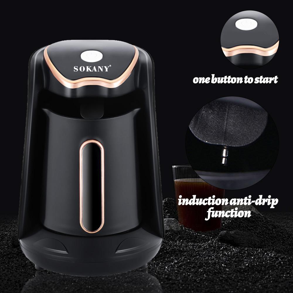 SOKANY Máquina Cafetera Eléctrica para Café Turco con Cafetera de 250ml para 1 Taza Cafetera Espresso para una Sola Porción Calefacción de 600W