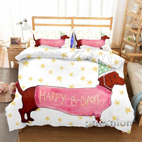 Set copripiumino e federa per bassotto 3D, set di biancheria da letto singolo, matrimoniale, queen size