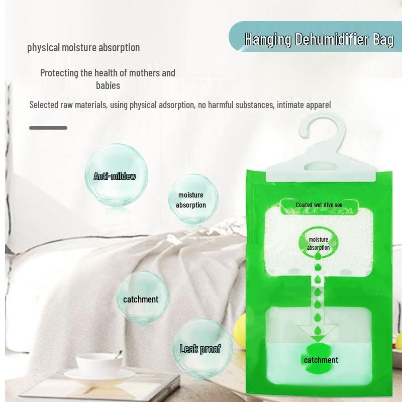 Hanging Dehumidifying Desiccant Bag - Moisture Absorber for Dormitories & Wardrobes