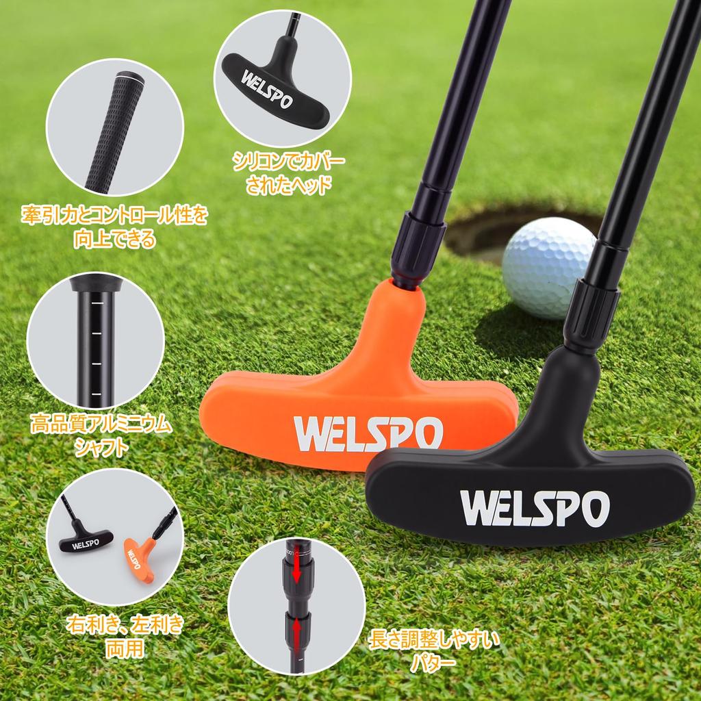 Conjunto de Putter de Golfe para Homens e Mulheres, Putter Bidirecional, Uso para Destros e Canhotos, Comprimento Ajustável, Adequado para Crianças e Adultos (Inclui 4