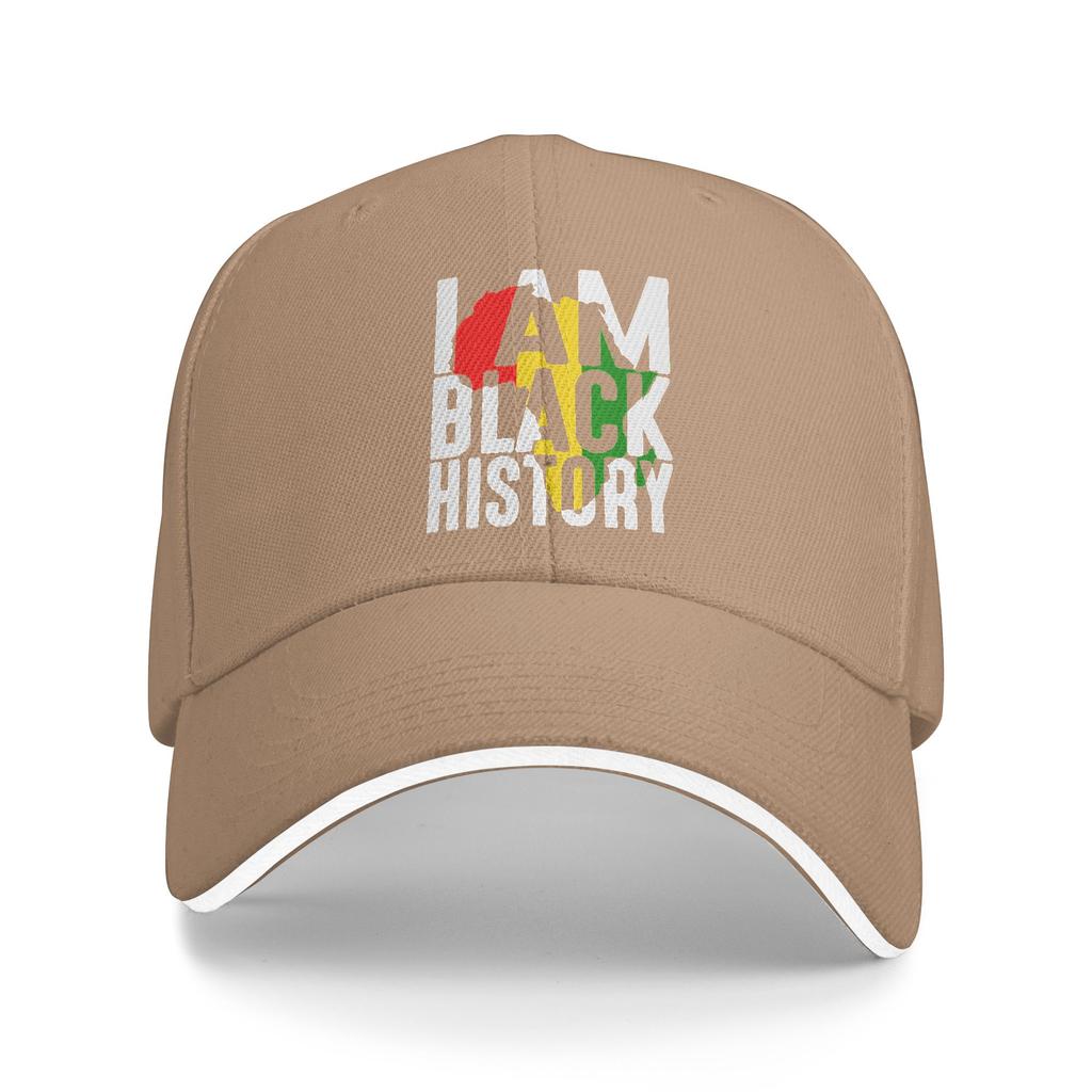I Am Black History Map of Africa RBG Colors African American Baseball Cap Outdoor Gym Trucker Hat Stylish Print Snapback Cap