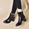 Spring and Autumn Square Heel Modern Boots Ankle-length 2024 Fashion Women's Shoes Pointed Toe Medium Heel Zipper Women's Boots