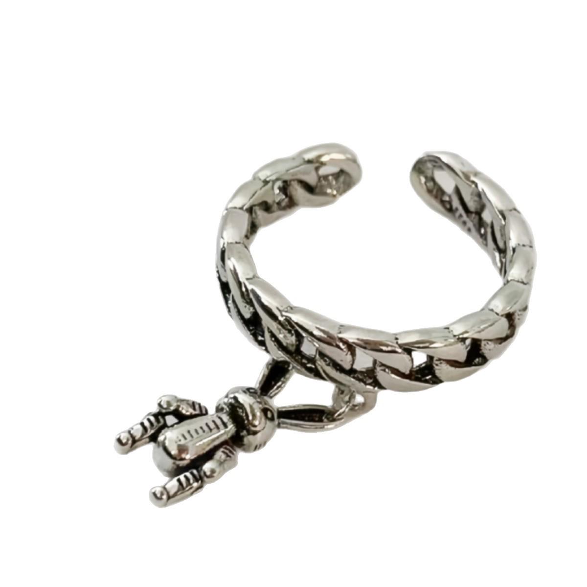 

Korean Style Retro Rabbit Ring - Intricate Weave Design for Women античный серебряного