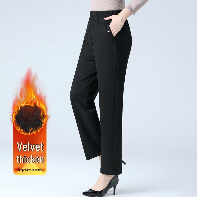 

Women s Thickened Velvet Lined Elastic Waist Casual Pants 3XL