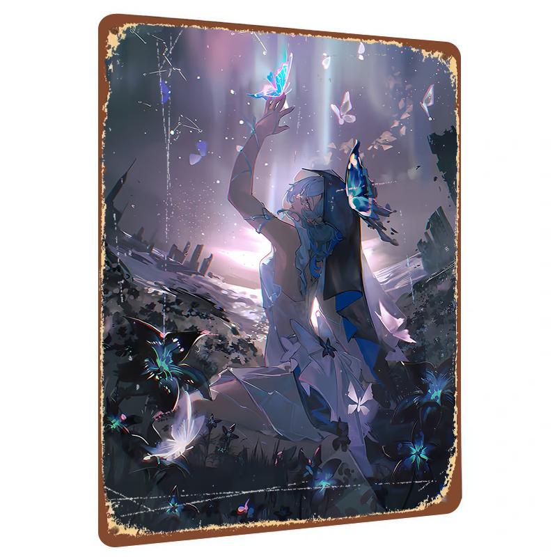

Dreamy Starry Sky Butterfly Girl Metal Iron Painting Home Living Room Bedroom Wall Decor Art Hanging 20x30cm（7.8x11.8inch）