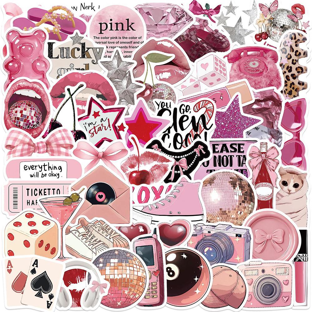 10/30/50pcs Pink Downtown Girl Ins Style Stickers Aesthetic Graffiti Decals Water Bottle Phone Notebook Cute Girls Sticker Pack
