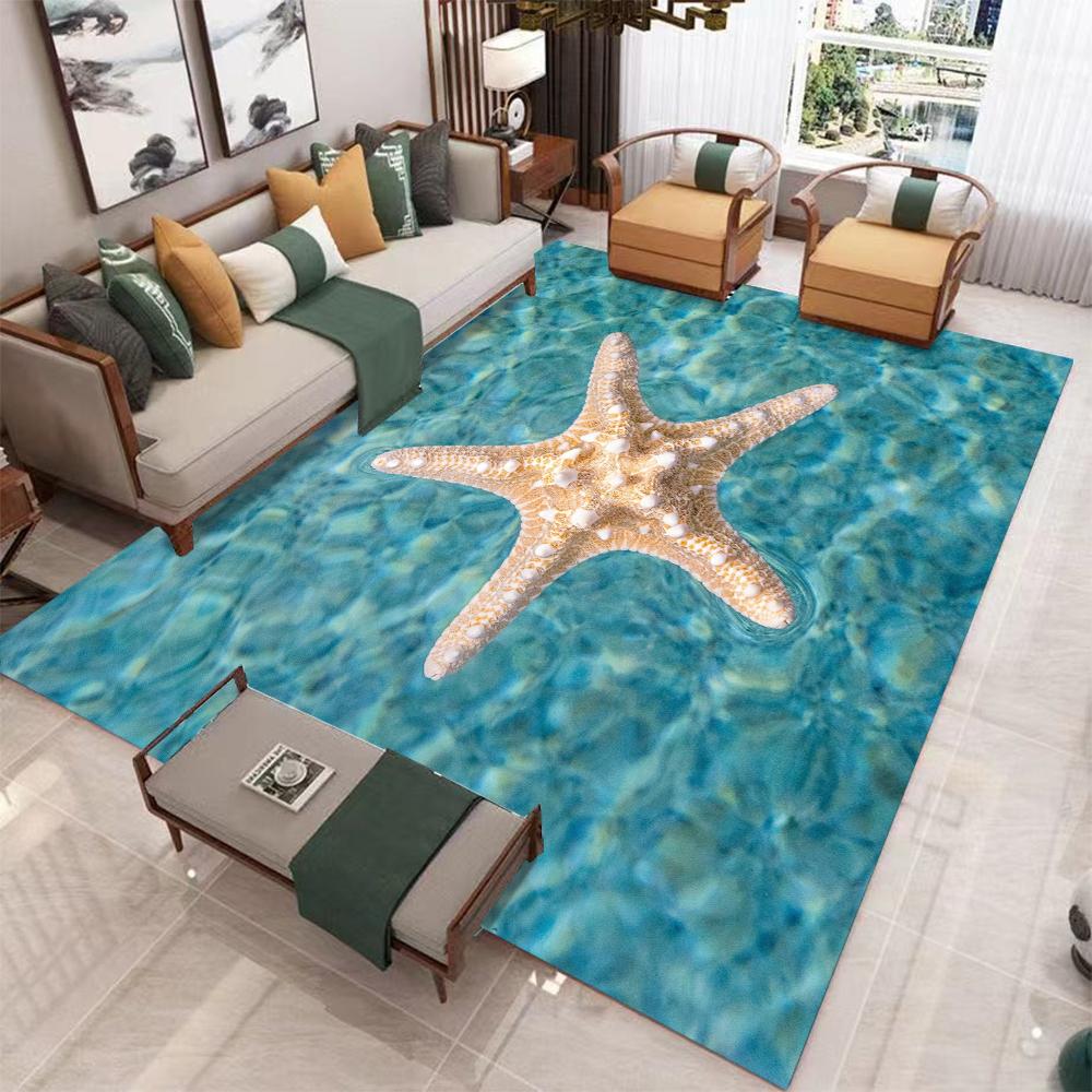 Ocean Beach Scallop Starfish Kitchen Mat Home Decor Carpet for Living Room Bedroom Bedside Foot Non-slip Bathroom Doormat Carpet