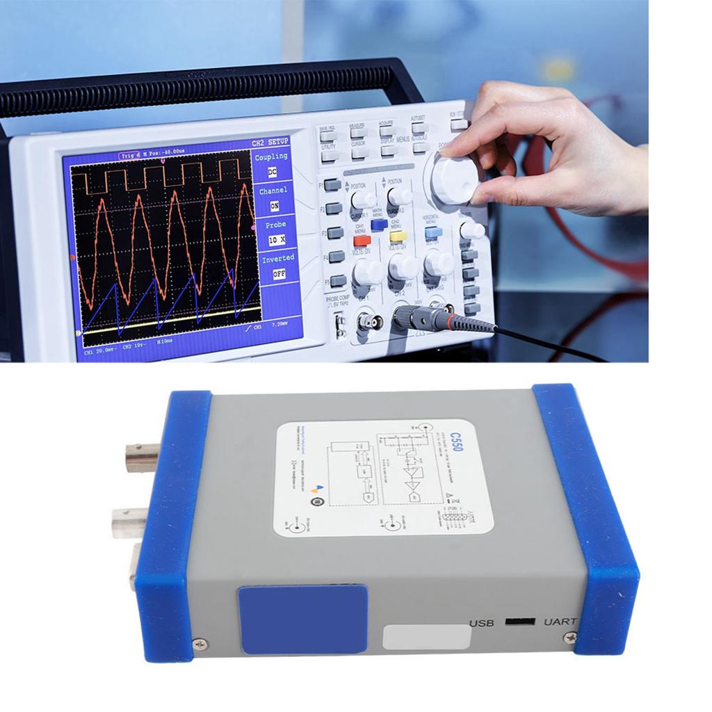 Digital Virtual Oscilloscope Double Channel PC 50MHz Bandwidth 1G with Probe USB Cable