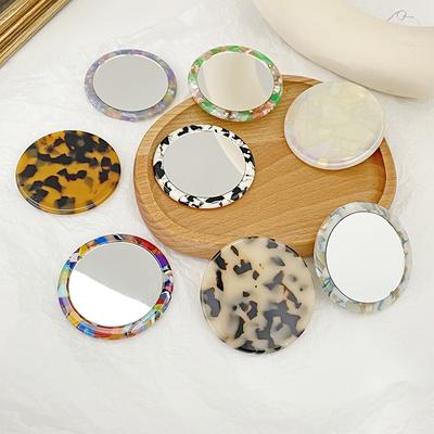 Semplice Specchio Rotondo Piccolo in Acetato Piccolo Specchio per Trucco con Motivo Zebra Portatile Mini Specchio Rotondo per Trucco Accessori da Viaggio