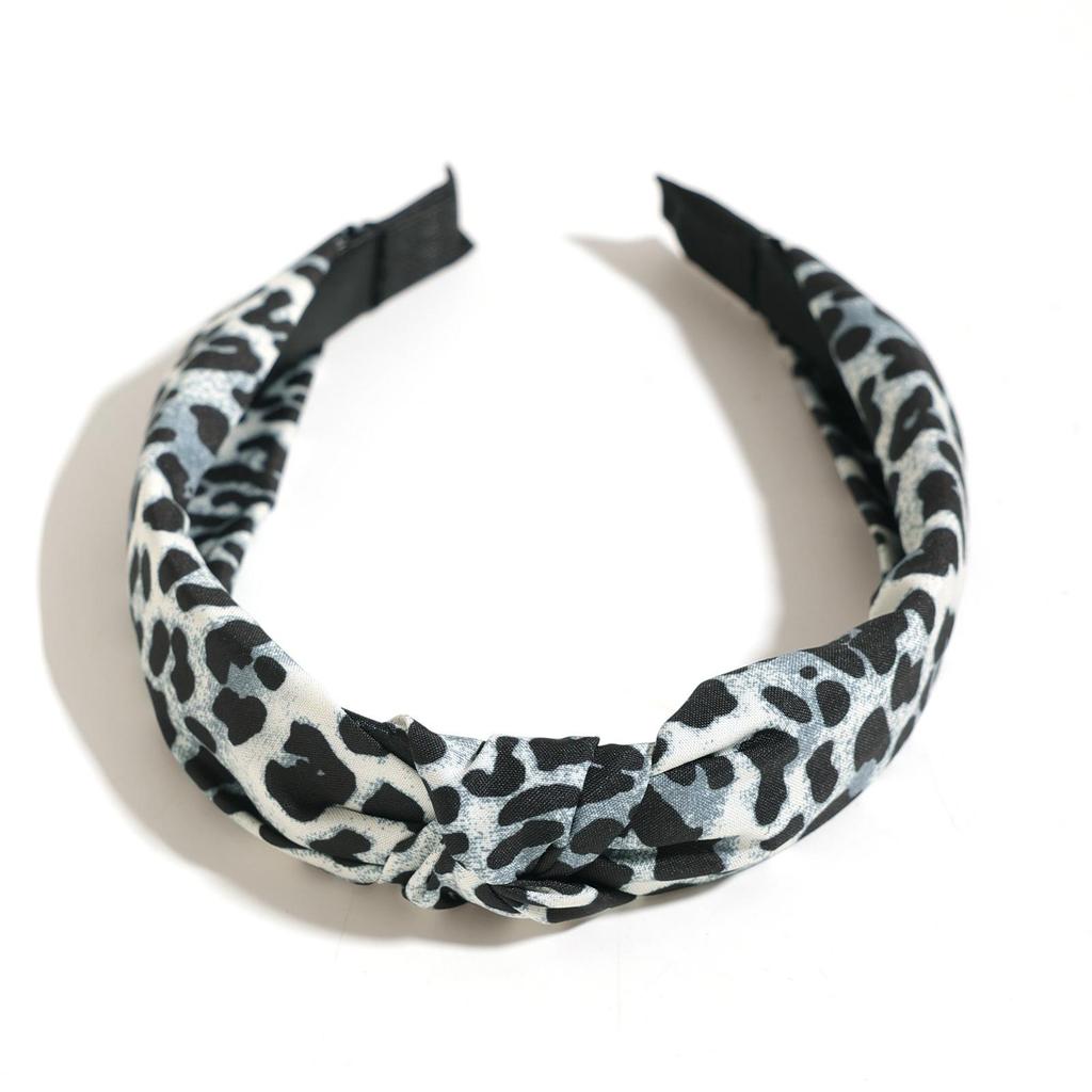Elegant Women's Retro Leopard Print Wide Knot Hairband