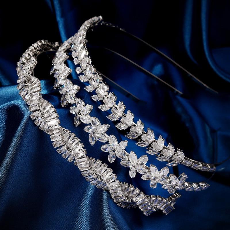 Korean Style Light Luxury Zircon Headband Temperament Birthday Photo Studio Hair Accessories Fashionable Bride Wedding Dress Headwear