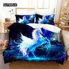 Pink Unicorn Duvet Cover for Kids Bedding Set Cartoon Flying Horse Design Bedroom Decor