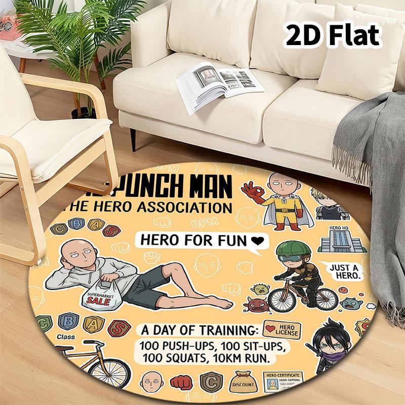 Onepunch Man Round Area Rug Carpet Rug For Living Room Bedroom Sofa Playroom Decor Nonslip Floor Mat