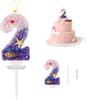 Birthday Number 1 Candles, Mermaid Theme Birthday Candles for Cake, Pink Purple Numeral Candle Cake Topper with Sequins