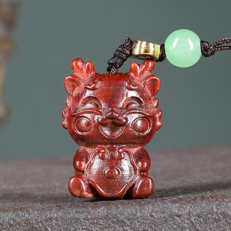 Sandalwood Dragon Phone Charm Keychain Ornament for Couples