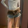 Street Corn-eye Metal Buckle, Furry Patchwork, Niche Belt, Spicy Girl Style, Individual Cinched Waist, Slimming, Versatile Belt