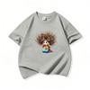 Kids Cotton T Shirt Surprised Girl With Colorful Hair Print Crew Neck Short Sleeve Tee Casual Boys Girls Summer Tops