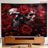 2D Flat 2D Flat Print 1 Large Size/ Pattern Tapestry Skeleton Roses Red Room Wall Decor For Living Room Office Party Decor