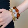 Colorful Jade Geometric Acrylic Bracelet - Retro, Simple, & Fashionable with a High-End Feel