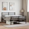 VidaXL Metal Bed Frame with Headboard-Footboard Black 120x190 Cm 355674