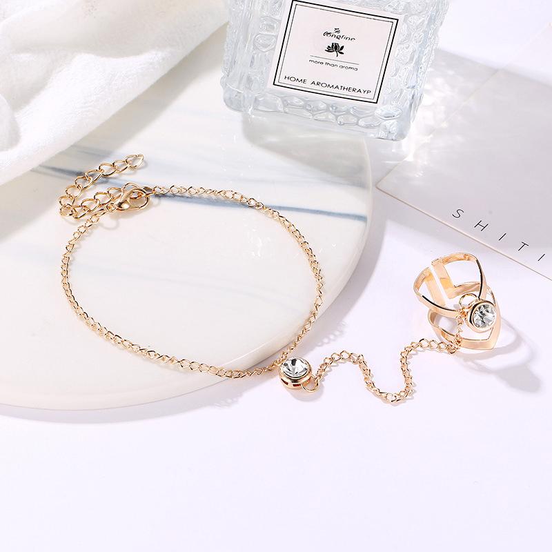 Gold Big Ring Bracelet For Women Wrist Chain Jewelry Hand Back Chain