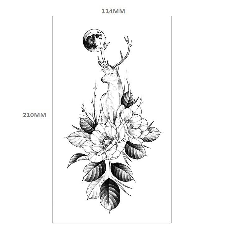 Red Rose Flower Arm Half Arm Tattoo Sticker Owl Hourglass Geometry Water Transfer Set Sticker