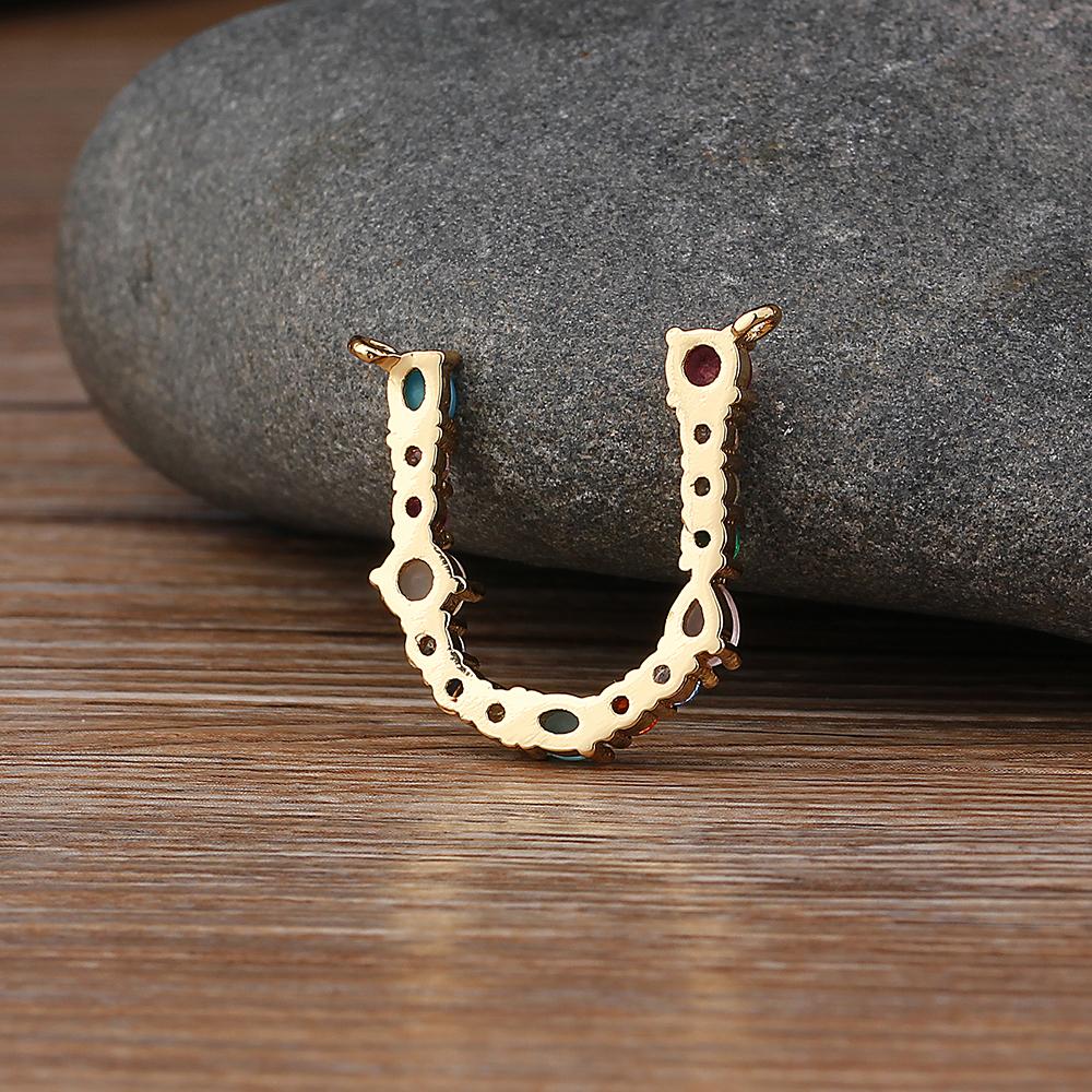 Nidin High Quality Wholesale 26 Letters Multi-color Zircon Necklace Copper Pendant Women Girl Fine Party Jewelry Family Gifts