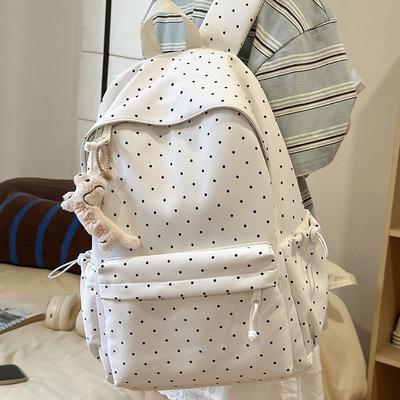 Korean Version of Polka Dot Schoolbag Female College Student Simple Cute Girl Backpack Junior High School Girl Small Fresh Backpack Tide