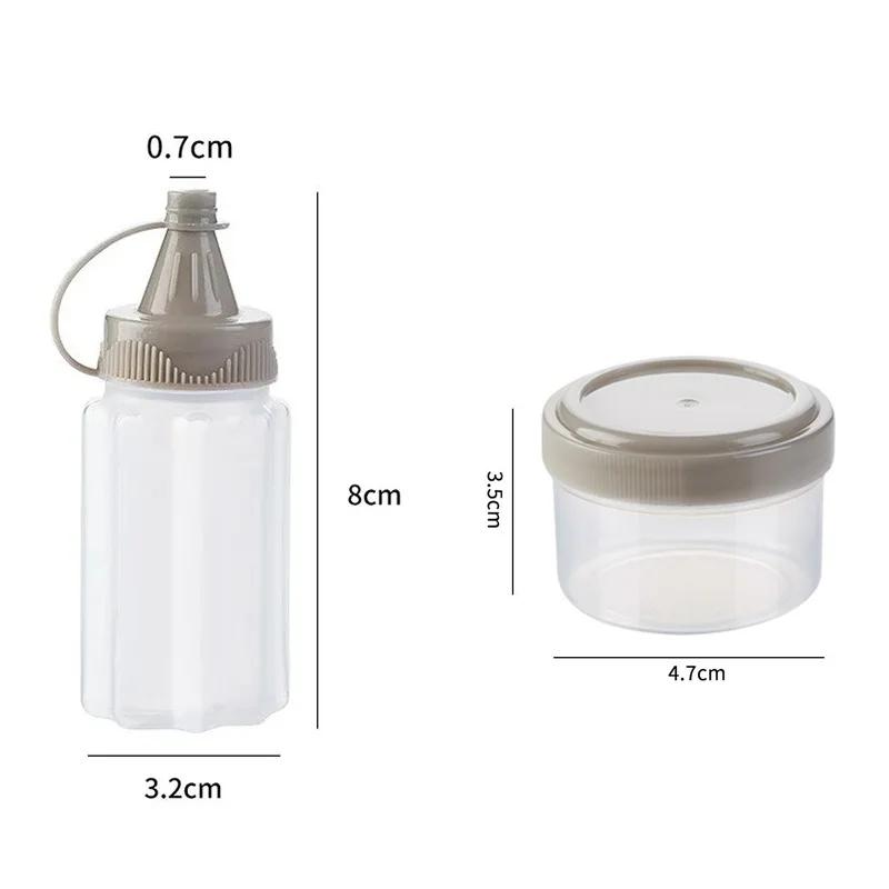 4pcs Plastic Sauce Squeeze Bottle Mini Seasoning Box Salad Dressing Containers Outdoor Portable Barbecue Spice Jar Kitchen Tool