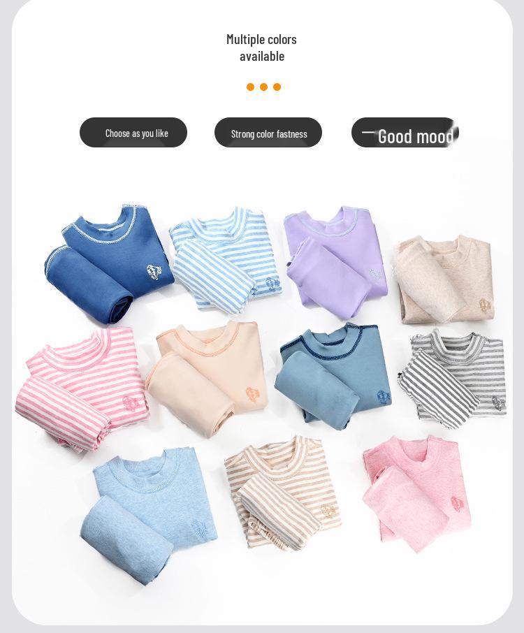 Velvet Warm Underwear Set for Junior High Teens - Half-High Collar Top & Pants