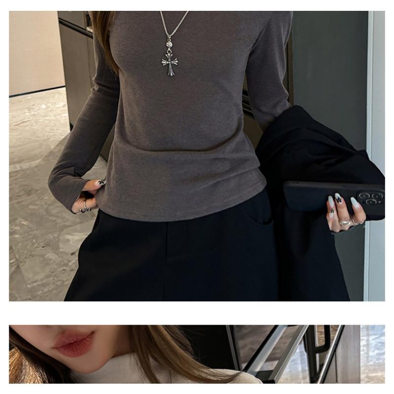 Women S Slim Fit Long Sleeve Turtleneck Base Top Versatile Casual Outerwear