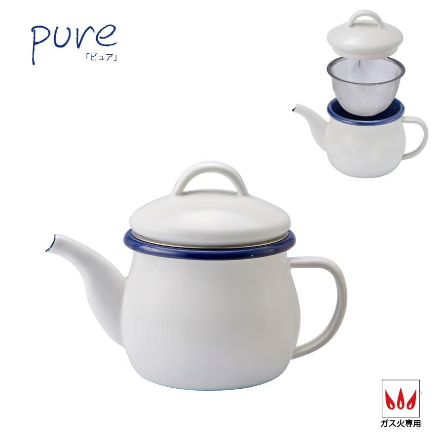 Toyo Horo pure enamel teapot (with strainer) White Size: Approx. W18 D10.6 H12.5 PU-2306