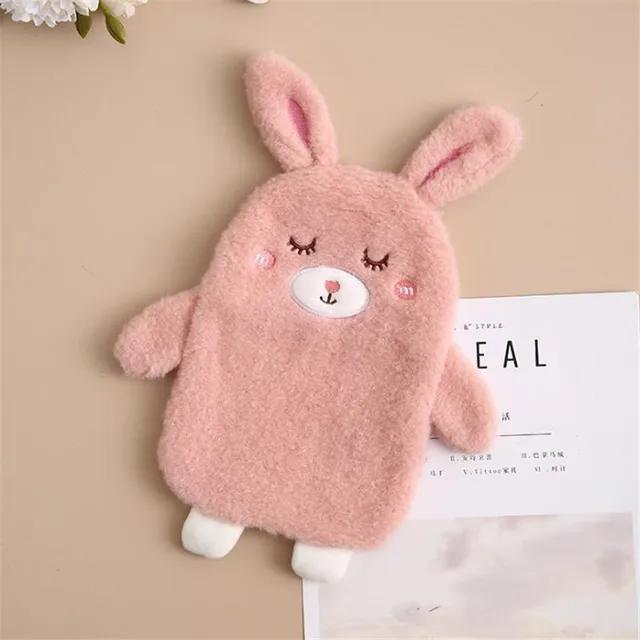 350Ml Rubber  Water Bottle With Cute Plush Cover Lovely Cartoon  Water Bag Explosion-Proof Portable Hand Warmer Great Gif