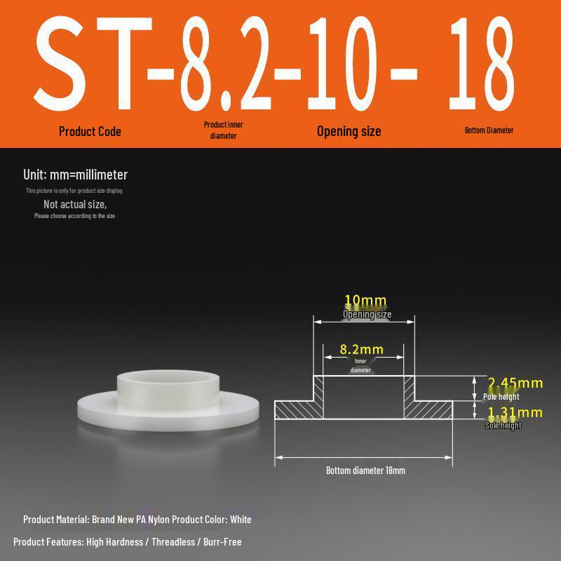 T-förmige Nylon-Unterlegscheibe: Konvex-Konkave Schraubwellenhülse, Stufen-Kunststoffscheibe, Nylonbuchse, Isolierkapsel ST2-ST35