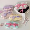 Candy Color Ballet Style Soft Pencil Case Girl Bowknot Stationery Storage Bag High-Value Vertical Pencil Case