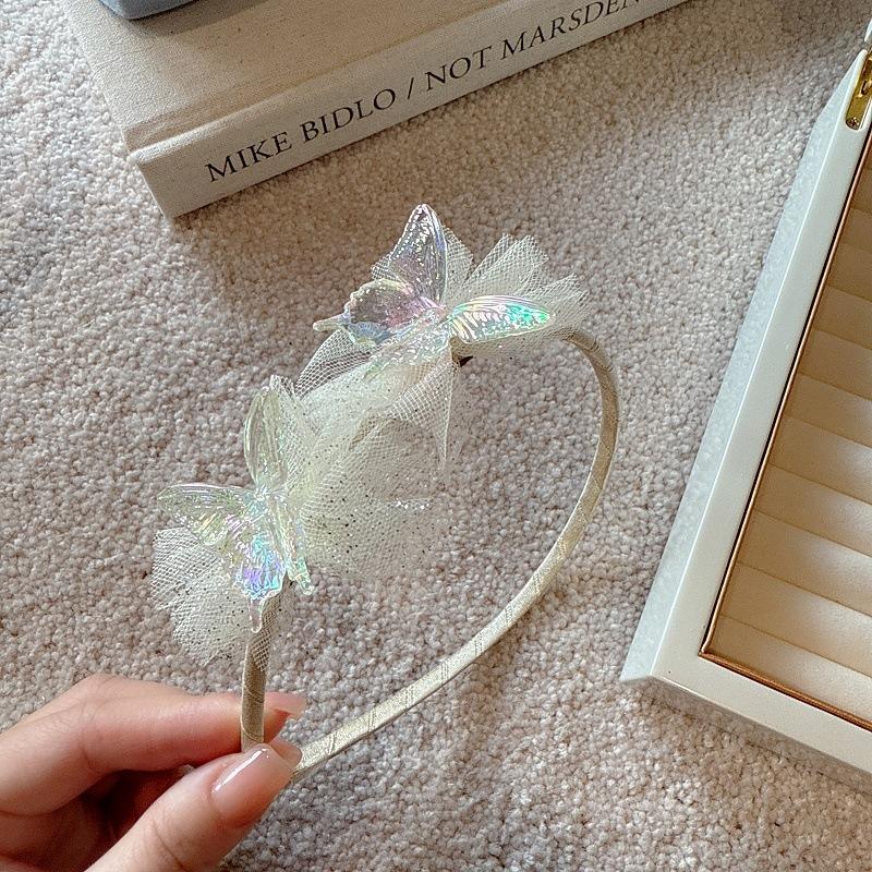 Spring Summer New Kids Hair Hoops Fairy Butterfly Tulle Headbands for Princesses Girls Sparkly Cute Hair Accessories Must-Have