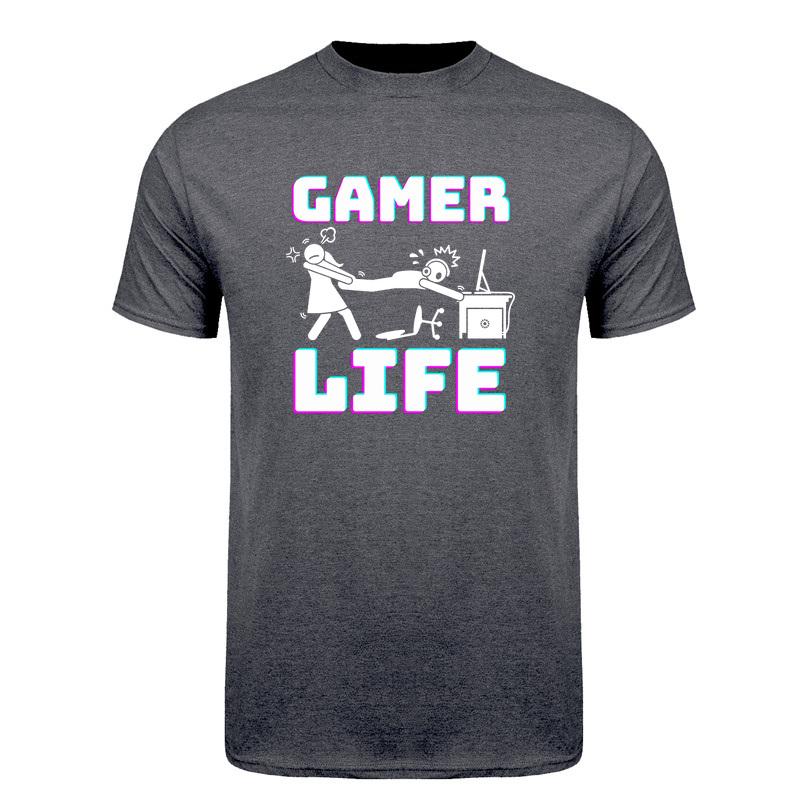 Gamer Life T Shirt Funny Video Game Player Gaming Lifestyle Computer Console Cotton Tshirts Tee Da366