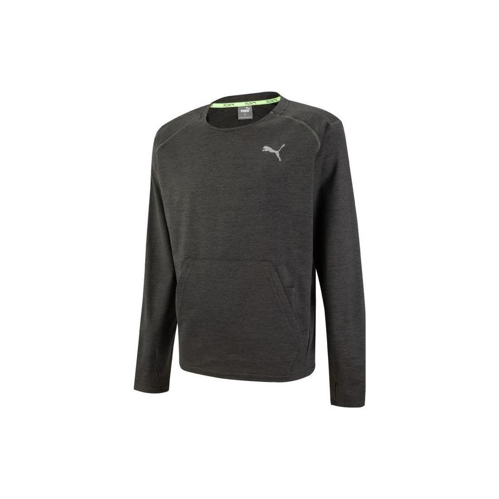 PUMA 4 Symbols Cloudspun Crew Neck Sweatshirt With Kangaroo Pocket And Brand Logo Print Men Sweatshirt Black Grey 522686-01