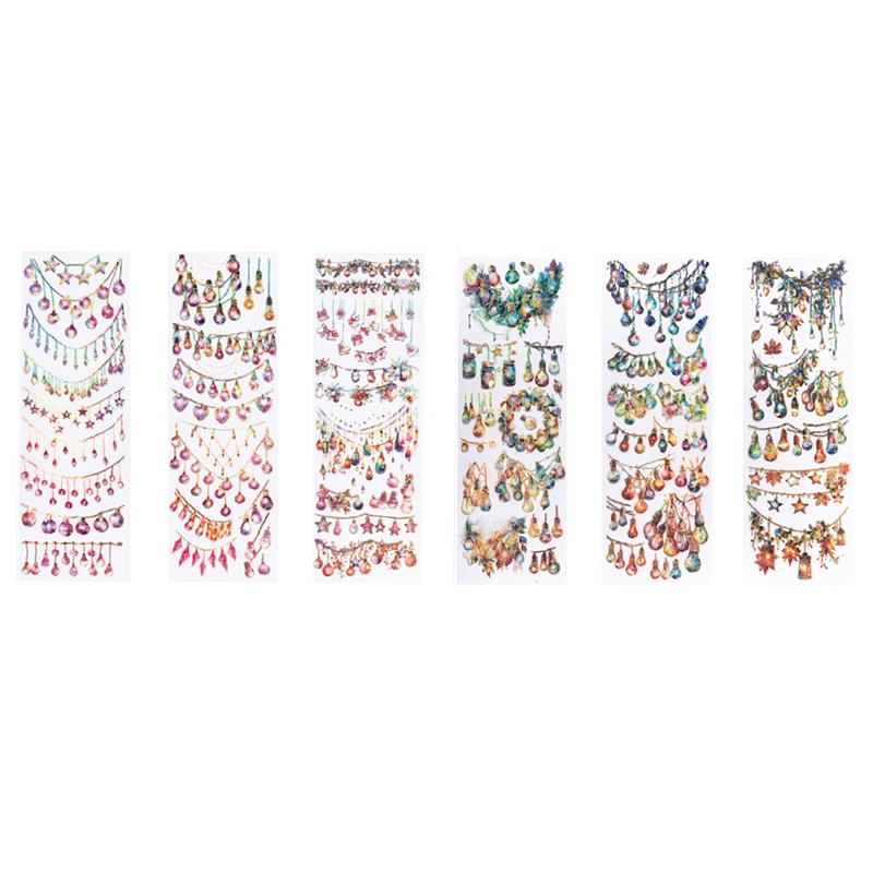 Mr. Paper 4Style 12Pcs/bag Ice Crystal PET Stereoscopic Laser Gold Flat Stickers DIY Handbook Creative Materials Decorative Card