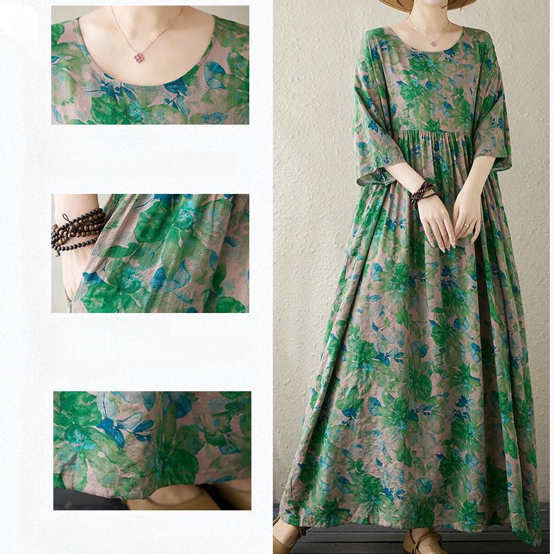 Летние женские платья с круглым вырезом и коротким рукавом больших размеров One Size — фото 7