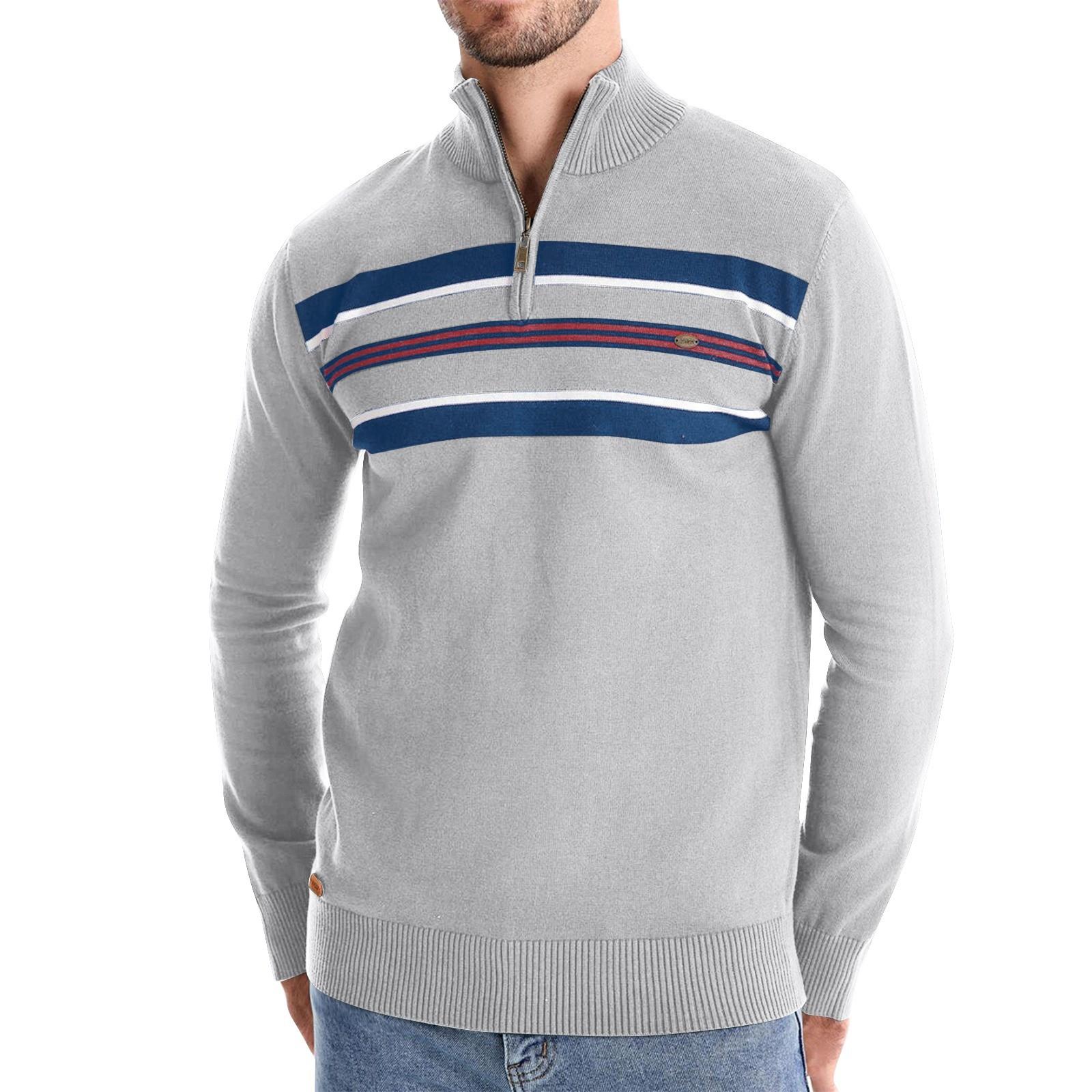 

Мужской зимний повседневный полосатый трикотажный топ с воротником-стойкой и полумолнией, облегающий покрой, с длинным рукавом L