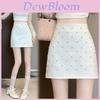 Womens High Waist Short Skirt With Pearl Embellishments For Elegant Spring Summer Looks