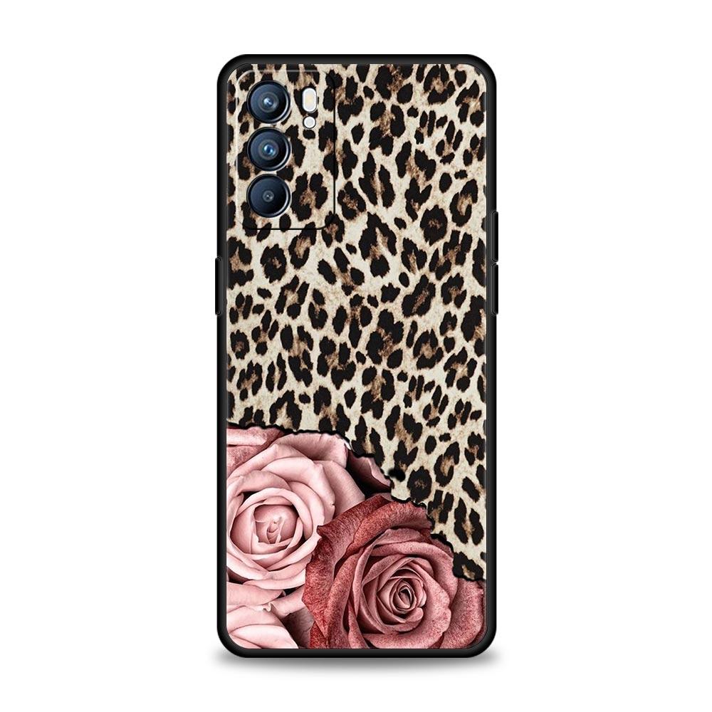 Tiger Leopard Muster Blume Hülle Für Oppo Find X6 X5 A54 A53 A52 A9 2020 A15 A95 A17 A76 A74 A57 Reno7 Reno6 Pro Plus 5G Abdeckung