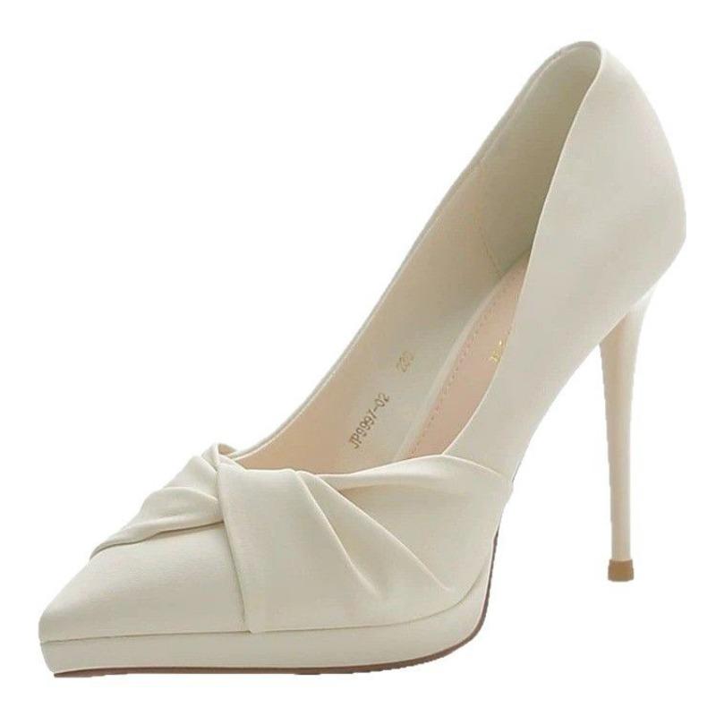 Pointed thin heels high heels spring and autumn new celebrity beige light mouth temperament single shoes women
