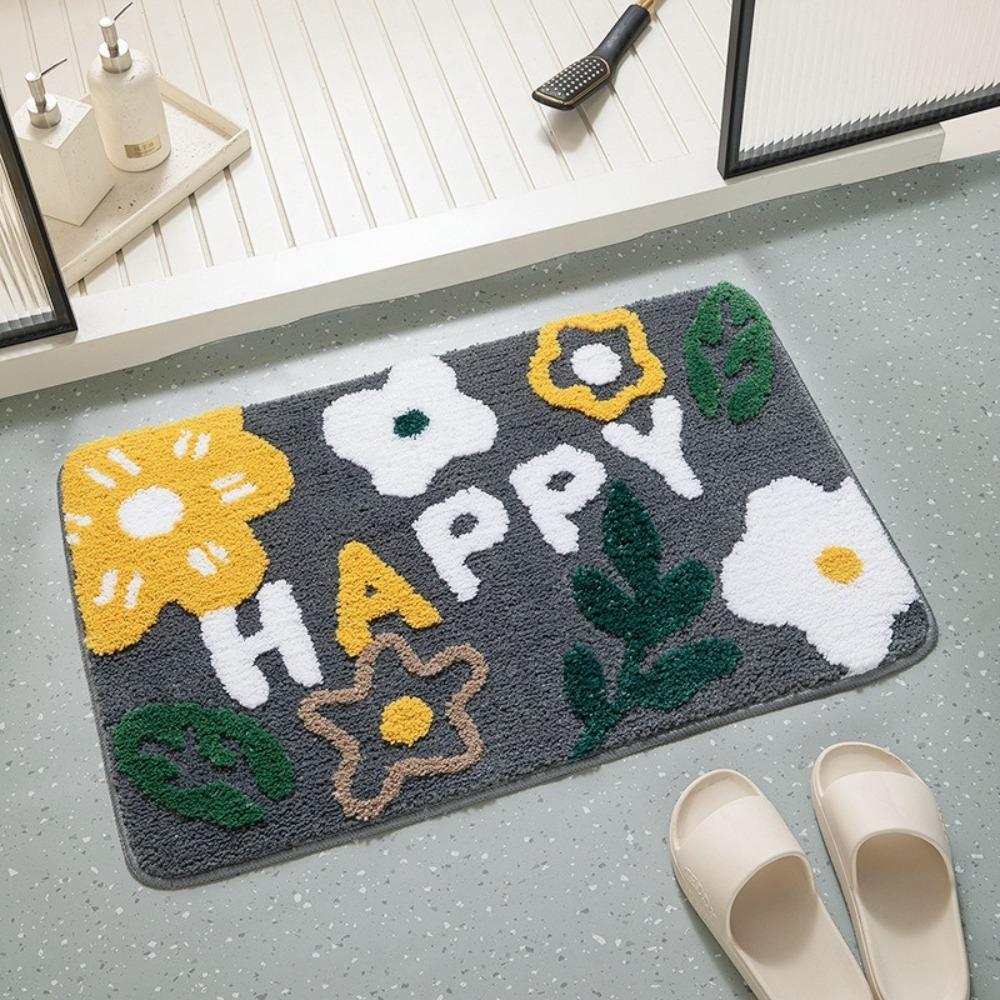 Absorbent Material Bathroom Absorbent Mat Anti-Slip Design Floor Mat Flocking Carpet  Laundry Room