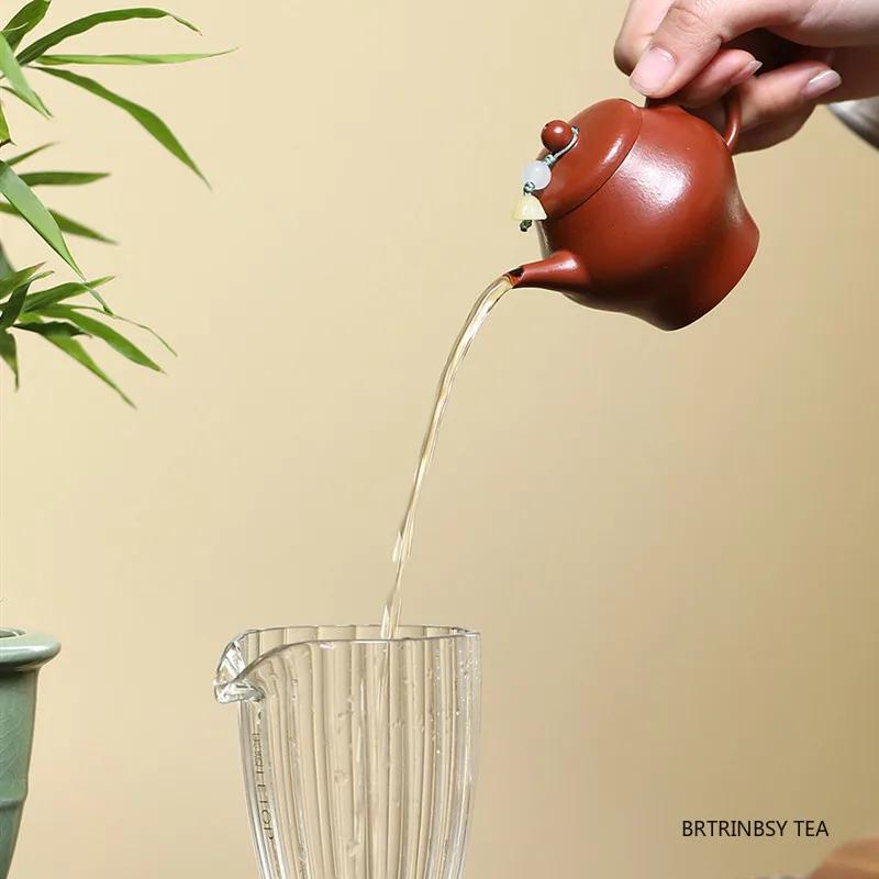 90ml Yixing Handmade Purple Clay Teapot Chinese Small Capacity Tea Pot Raw Ore Zhu Mud Kettle Household Zisha Teaware Tea Set