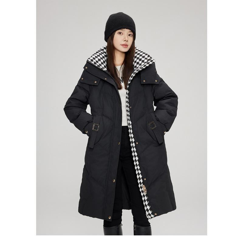 Women's Plus Size Cotton Clothing Winter Medium-length Over The Knee Waffle Thickened Cotton Jacket Tide Jacket